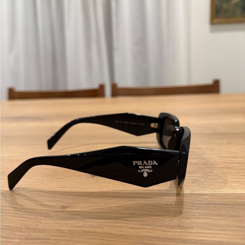 Prada SPR 17W Black Rectangular Sunglasses - Picture 2 of 5